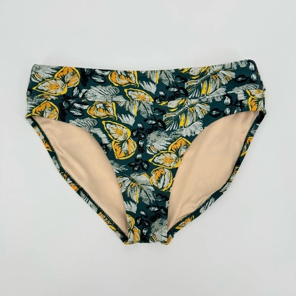 Garnet Hill Swim Set Half Zip Rashguard and Swim Bottom Floral Tropical Print L